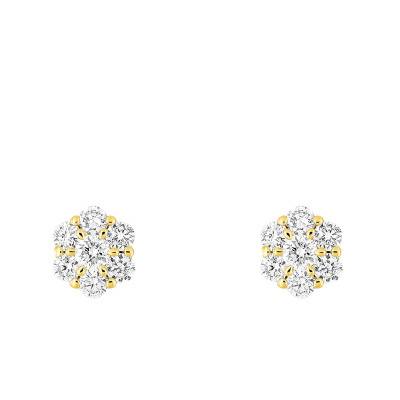 Boucles d'oreilles en Or Jaune 375 & Diamants Synthétiques 0,30 ct - Emanessence