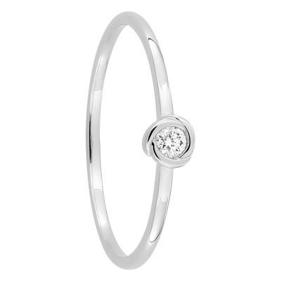 Bague Solitaire en Or Blanc 375 & Diamant Synthétique 0,05 ct à 0,25 ct - Emanessence
