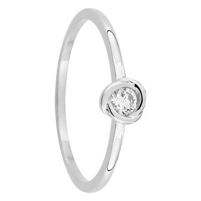 Bague Solitaire en Or Blanc 375 & Diamant Synthétique 0,05 ct à 0,25 ct - Emanessence