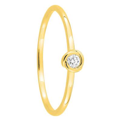 Bague Solitaire Or Jaune 375 & Diamant Synthétique 0,05 ct à 0,25 ct - Emanessence