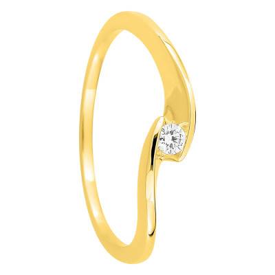 Bague Solitaire Courbée en Or Jaune 375 & Diamant Synthétique 0,05 ct à 0,25 ct - Emanessence