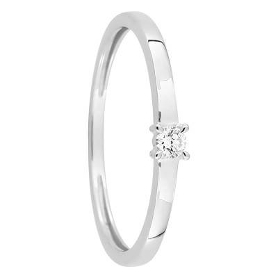Bague Solitaire Or Blanc 375 & Diamant Synthétique 0,05 ct à 0,25 ct - Emanessence