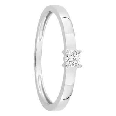 Bague Solitaire Or Blanc 375 & Diamant Synthétique 0,05 ct à 0,25 ct - Emanessence