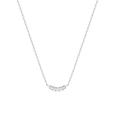 Collier en Or Blanc 375 & Diamants Synthétiques 0,17 ct, Longueur 40 à 45 cm - Emanessence