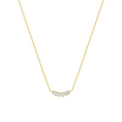 375 Yellow Gold & 0.17 ct Synthetic Diamond Necklace, Length 40 cm to 45 cm - Emanessence