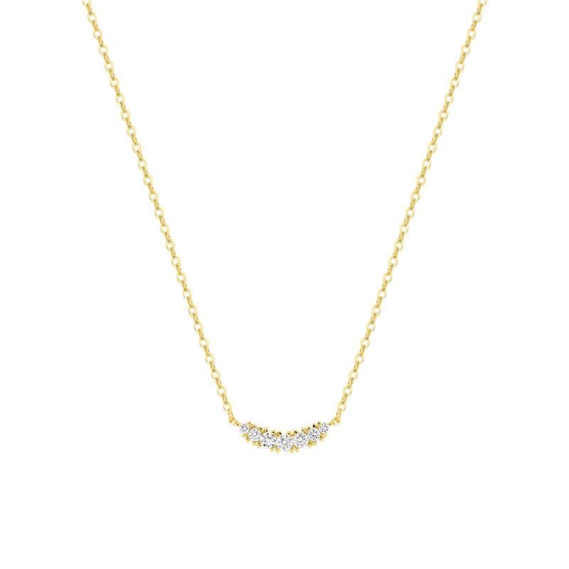 375 Yellow Gold & 0.17 ct Synthetic Diamond Necklace, Length 40 cm to 45 cm - Emanessence