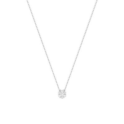 Collier en Or Blanc 375 & Diamants Synthétiques 0,15 ct, Longueur 40 à 45 cm - Emanessence
