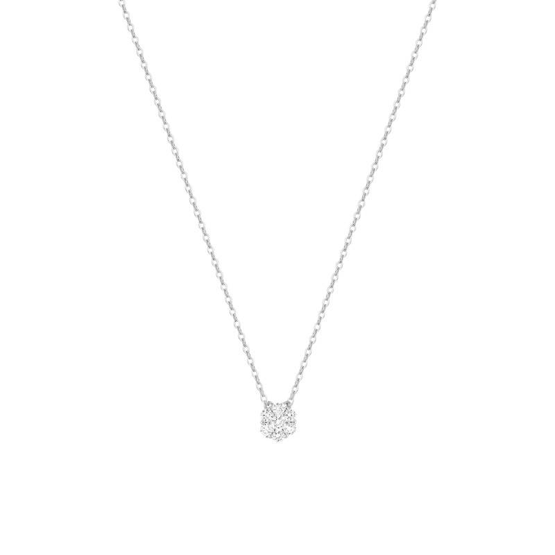 375 White Gold & 0.15 ct Synthetic Diamond Necklace, Length 40 cm to 45 cm - Emanessence
