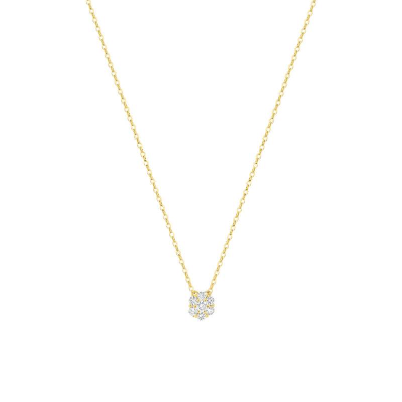 375 Yellow Gold & 0.15 ct Synthetic Diamond Necklace, Length 40 cm to 45 cm - Emanessence
