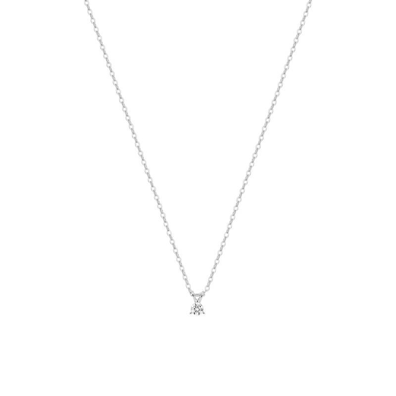 375 White Gold & 0.05 ct to 0.25 ct Synthetic Diamond Necklace, Length 40 cm to 45 cm - Emanessence