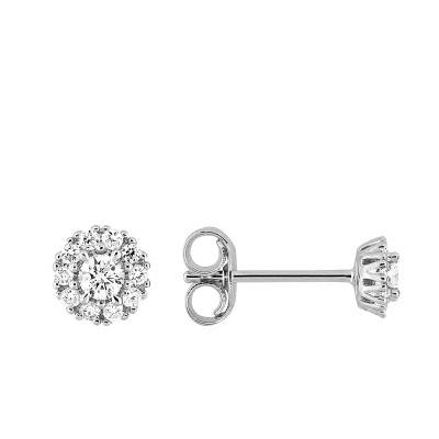 Boucles d'oreilles en Or Blanc 375 & Diamants Synthétiques 0,11 ct à 0,74 ct - Emanessence