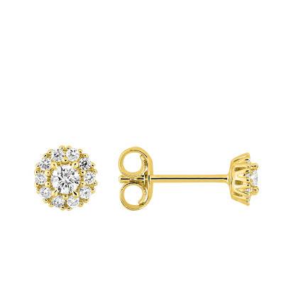 Boucles d'oreilles en Or Jaune 375 & Diamants Synthétiques 0,11 ct à 0,74 ct - Emanessence