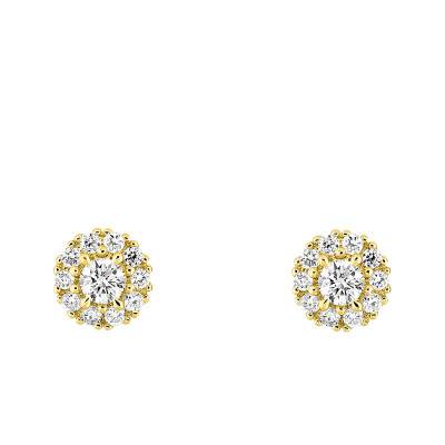 Boucles d'oreilles en Or Jaune 375 & Diamants Synthétiques 0,11 ct à 0,74 ct - Emanessence