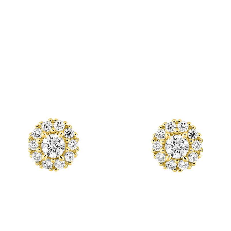 375/1000 Yellow Gold & Lab-Grown Diamond Stud Earrings 0,11 ct to 0,74 ct - Emanessence