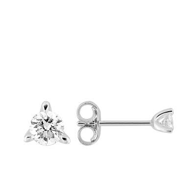 Boucles d'oreilles en Or Blanc 375 & Diamants Synthétiques 0,10 ct à 0,50 ct - Emanessence