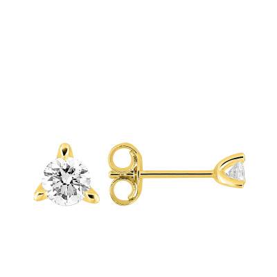 Boucles d'oreilles en Or Jaune 375 & Diamants Synthétiques 0,10 ct à 0,50 ct - Emanessence