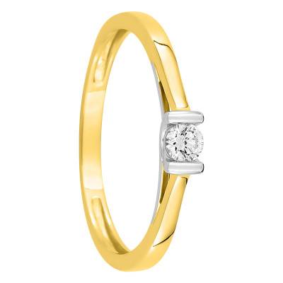 Bague Solitaire en 2 Ors 375 & Diamant Synthétique 0,10 ct à 0,25 ct - Emanessence