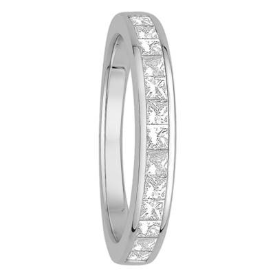 Alliance Ruban Confort Helena en Platine 950 & Demi-Rail de Diamants 0,60ct, Largeur 3,10 mm - Alliantine