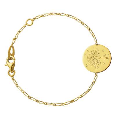 750 Yellow Gold Tree of Life Hearts Medal Bracelet, Length 12 cm to 14 cm - Augis