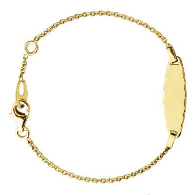 750/1000 Yellow Gold Faceted Cable Chain Baby ID Bracelet, Adjustable Length 12 cm to 14 cm - Augis