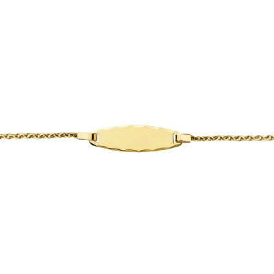 750/1000 Yellow Gold Faceted Cable Chain Baby ID Bracelet, Adjustable Length 12 cm to 14 cm - Augis