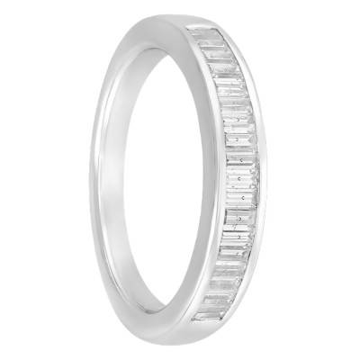 Alliance Ruban Confort Donna en Platine & Demi-Rail de Diamants 0,75 ct - Alliantine