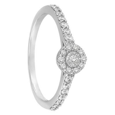 Diamond Engagement Ring with Side Stones G SI2 0.15 ct in 750 White Gold - Alliantine
