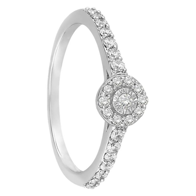 Diamond Engagement Ring with Side Stones G SI2 0.15 ct in 750 White Gold - Alliantine