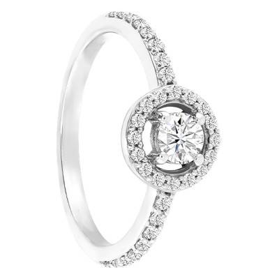 Bague Solitaire Carpette, Diamant 0,25 ct & Or Blanc 750 - Alliantine