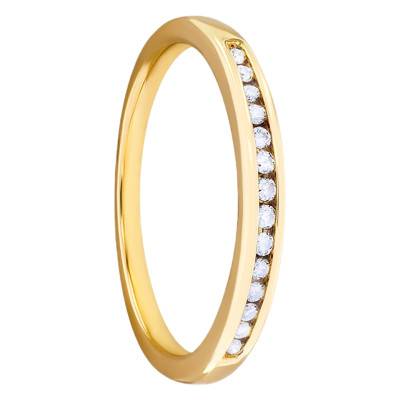 Alliance Ruban Standard Cassandre en Or Jaune 375 & Rail de Diamants, Largeur 2,4 mm - Alliantine