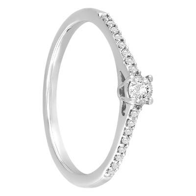 Bague Solitaire Hélia, Diamant 0,10 ct & Or Blanc 375 - Alliantine