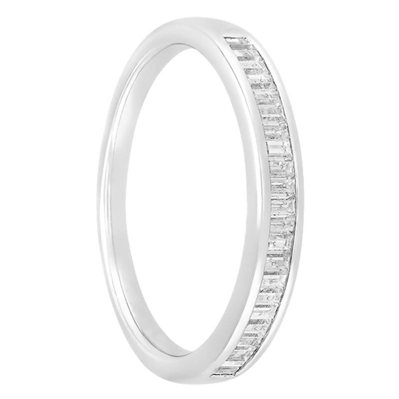 Donna 750/1000 White Gold Half Eternity Band with Half Rail Baguette Diamonds 0.35 ct - Alliantine