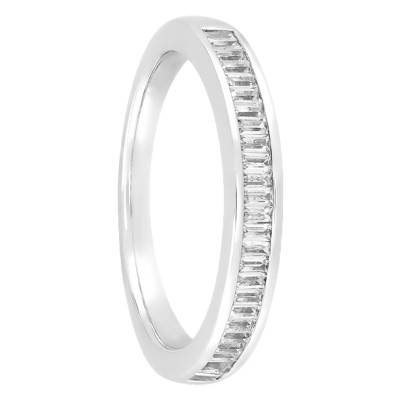 Alliance Demi-Bombée Confort en Or Blanc 375 & Demi-Rail de Diamants 0,43ct, Largeur 3,30 mm - Alliantine