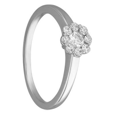 750/1000 White Gold Daisy Cluster Diamond Solitaire Ring 0.30 ct - Alliantine