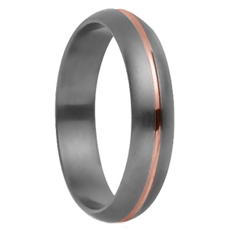 Rhésos Titanium & 750/1000 Rose Gold Comfort Fit Half-Round Wedding Ring, Width 4 mm - Aurodesign