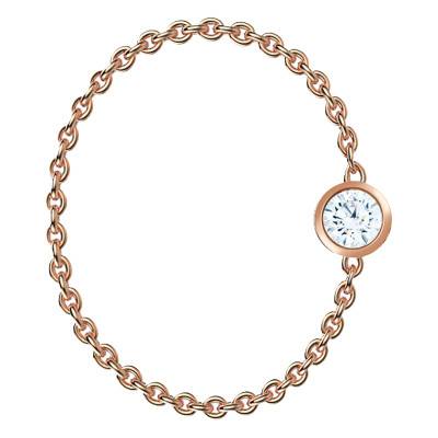 18K Rose Gold Cable Chain Ring & 0.05ct G/VS1 Diamond - Ocarat