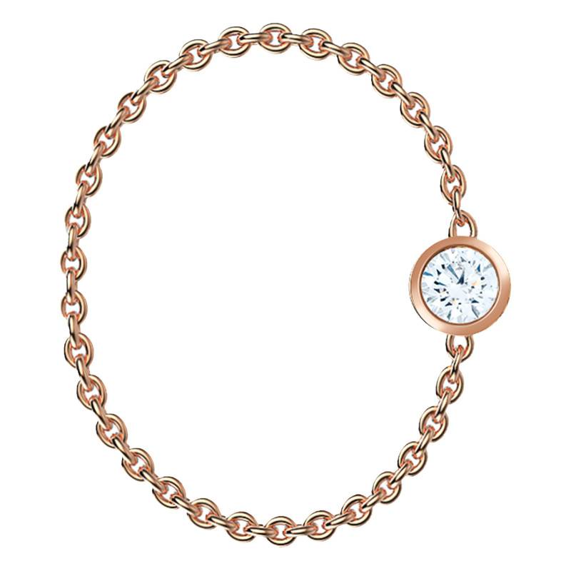 18K Rose Gold Cable Chain Ring & 0.05ct G/VS1 Diamond - Ocarat