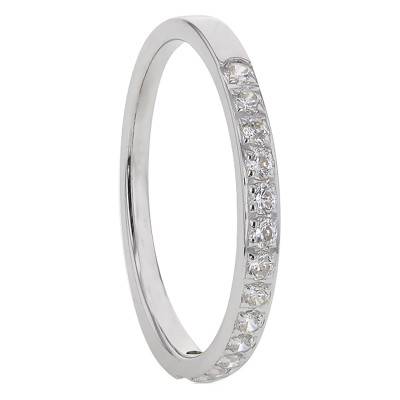 Alliance Ruban Standard Cordélia en Platine 950 & Demi-Rail de Diamants 0,20 ct - Alliantine