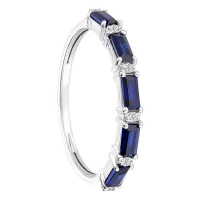 Bague Or Blanc 375 ou 750, Saphirs 0,66 ct, Diamants 0,03 ct - Aurora