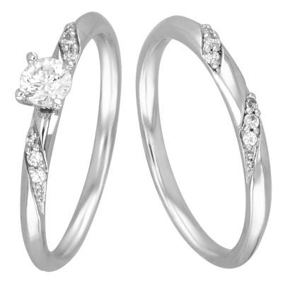 Duo Alliance & Solitaire Marcus en Or Blanc 375 & Diamant 0,20 ct - Alliantine