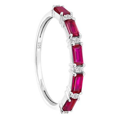 White Gold 375/1000 or 750/1000 Ring with 0.03 ct Diamonds & 0.66 ct Ruby - Aurora