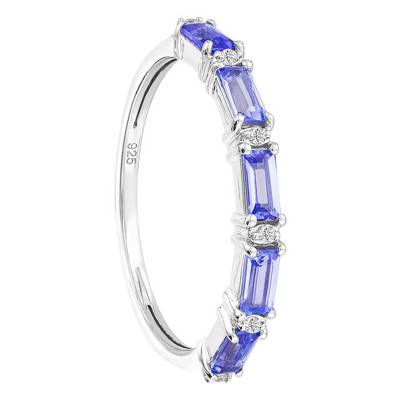 375 or 750 White Gold Ring & Diamonds and Tanzanites - Aurora