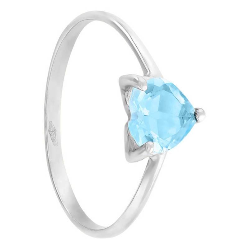 375 White Gold Heart Topaz Solitaire Ring - Aurora