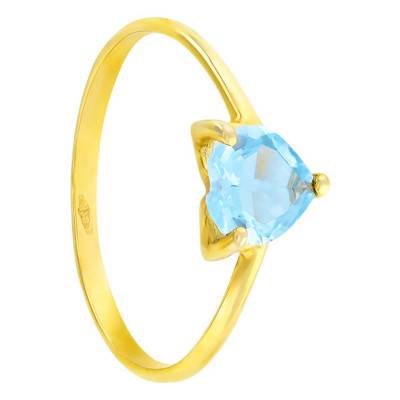 375 Yellow Gold Heart Topaz Solitaire Ring - Aurora