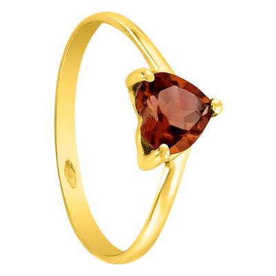 Bague Cœur, Or Jaune 375 & Grenat - Aurora