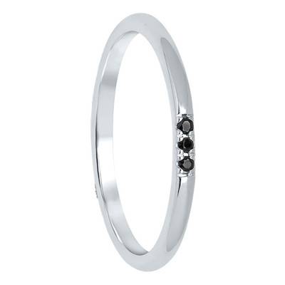 Bague, Or Blanc 375 & Diamant Noir - Aurora