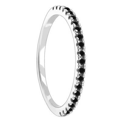 Bague Half Eternity, Diamants Noir et Or Blanc 375 - Aurora