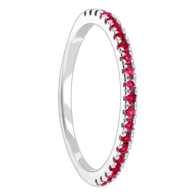 375/1000 White Gold & Ruby Half Eternity Band - Aurora