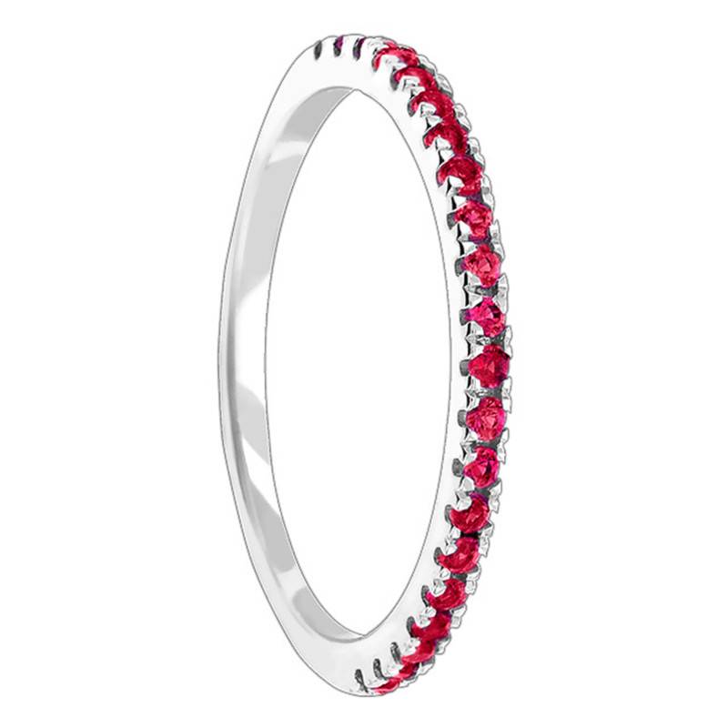 375/1000 White Gold & Ruby Half Eternity Band - Aurora