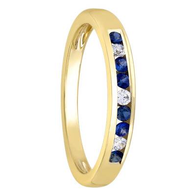 Yellow 375 or 750/1000 Gold Ring with 0.06 ct Diamonds & 0.18 ct Sapphires - Aurora